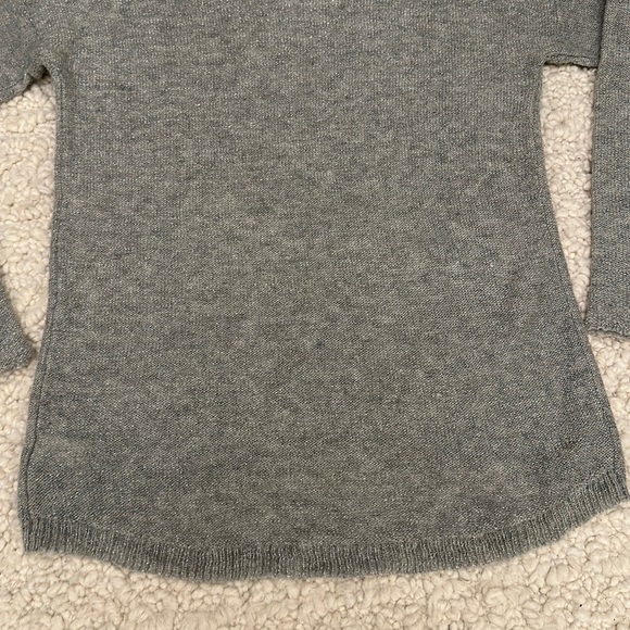 Sparkly Scoop Neck Circle Hem Grey Lightweight Sweater - Picture 9 of 10